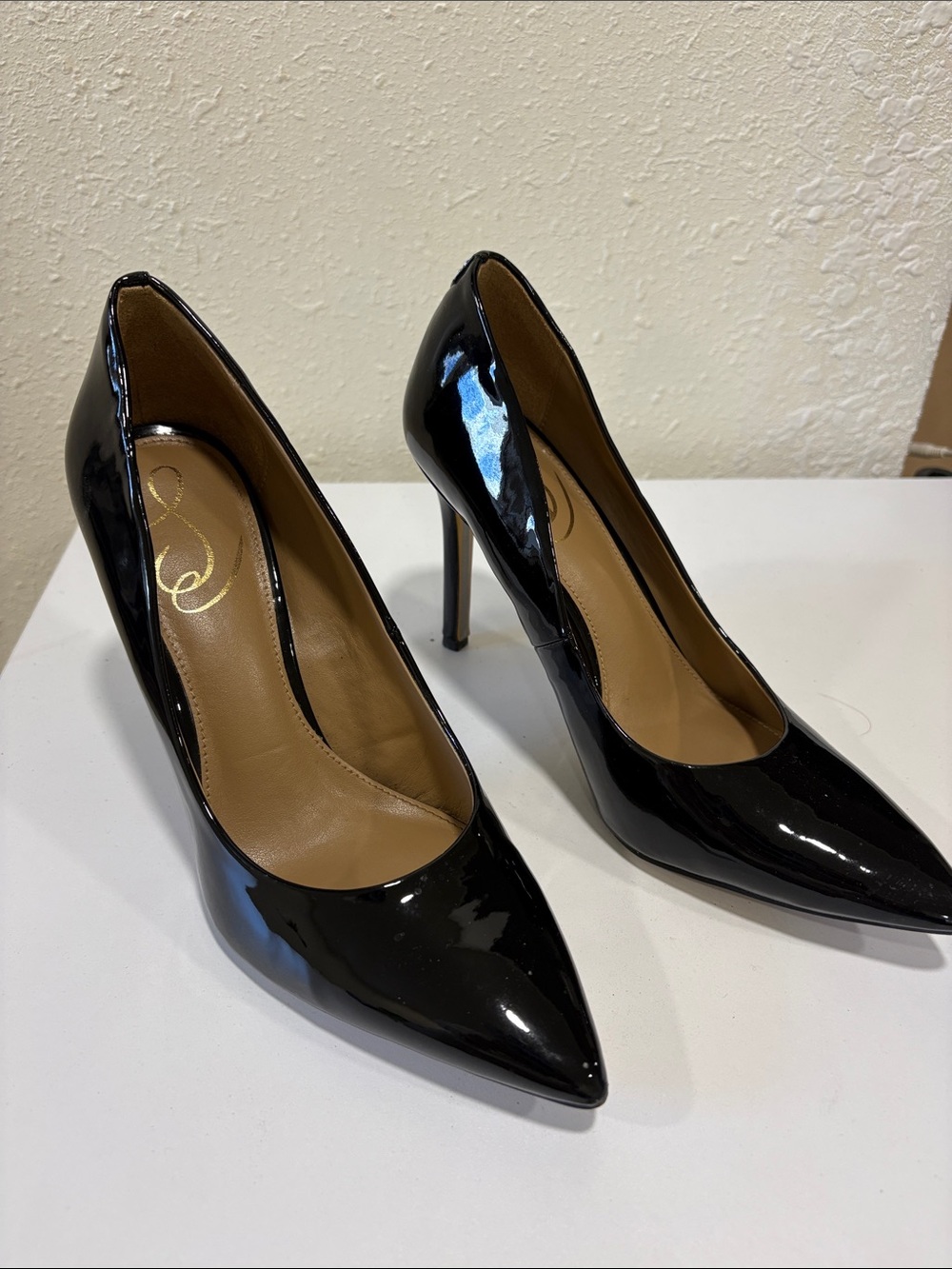 Sam Edelman Hazel Black Patent Pointed-Toe Stiletto Pumps